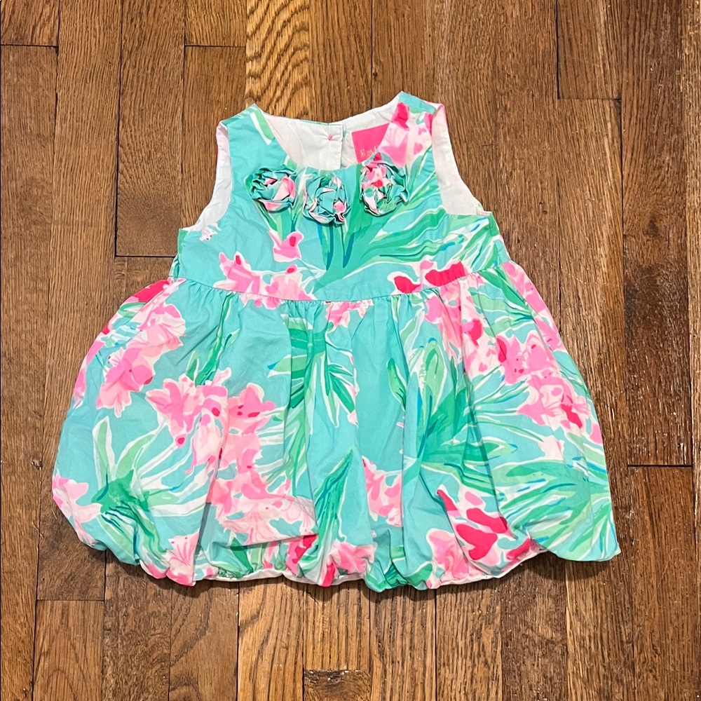 Lilly Pulitzer Aqua and Pink Floral Kids Dress